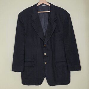 Saxon Cashmere Blazer Men US 50 Sport Coat Blck Lined Union Made 3B Ventless VTG